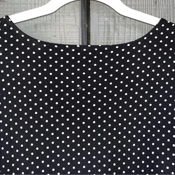 Talbots Woman dress, black with small off-white polka dot print, loose and flowy - Picture 7 of 11